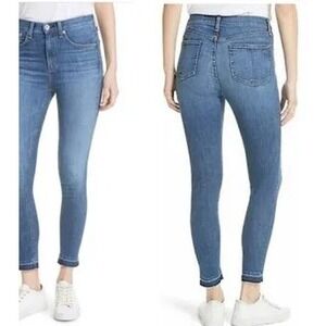 Rag & Bone High Rise Ankle Skinny Jeans Ellerly Blue Raw Hem W1566K520ELE Sz 26